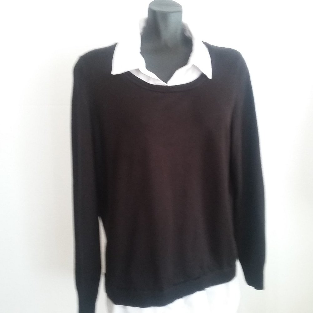 Faded Glory black sweater with faux shirt